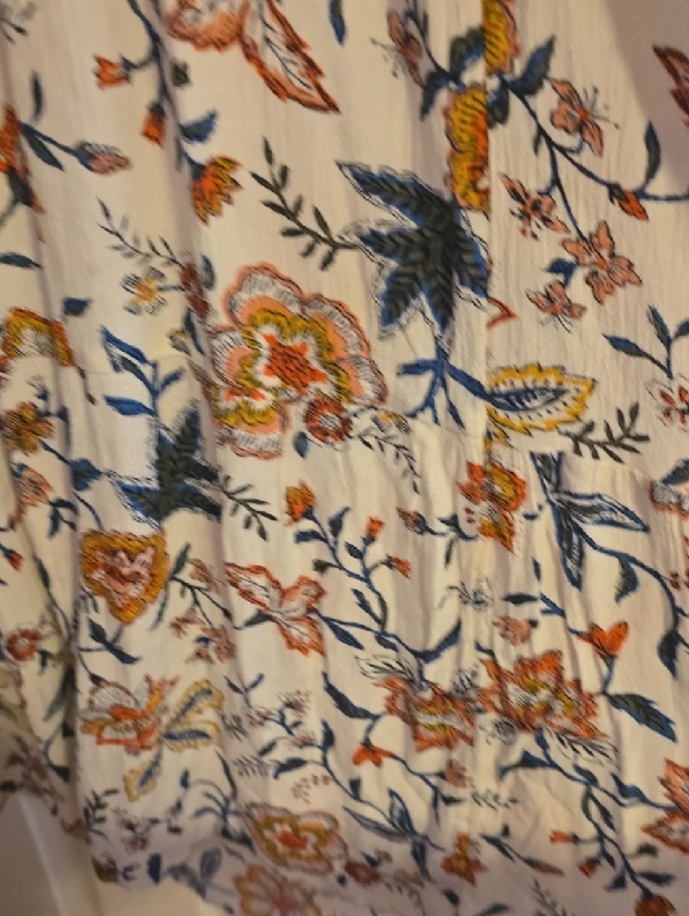 Old Navy Cream Floral‎ Maxi Dress with Navy & Rust Accents